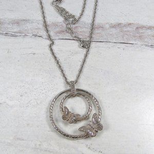 Brighton Butterfly Solstice Bloom Necklace Silver Tone Disc